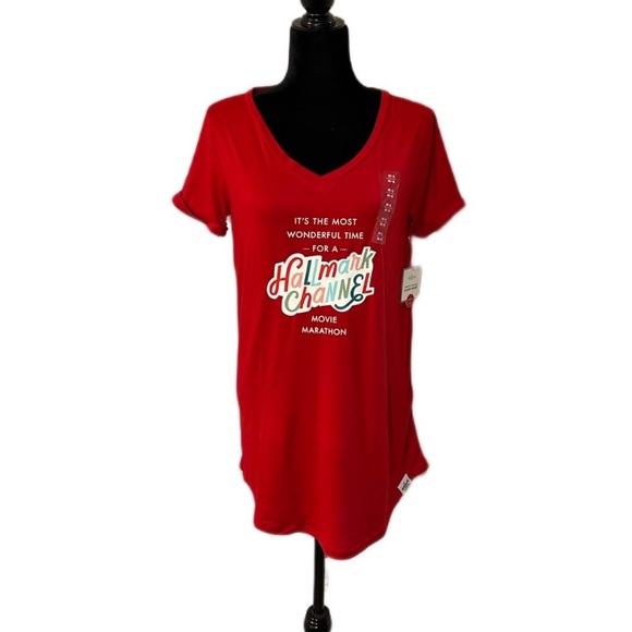 Hallmark Channel M/L WONDERFUL TIME MOVIE MARATHON Women's Oversized Sleep Shirt - Picture 3 of 4